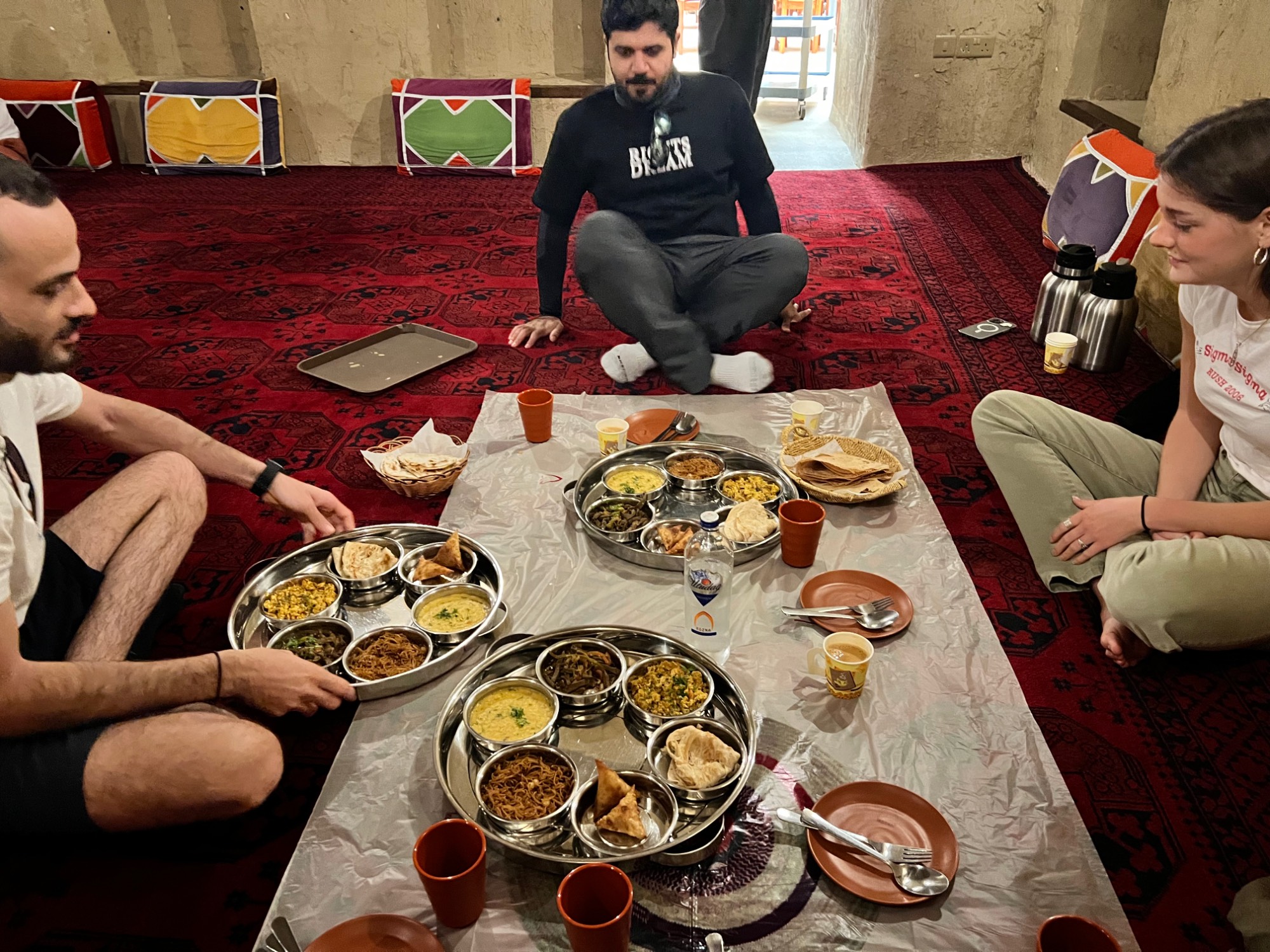 People gathered with food